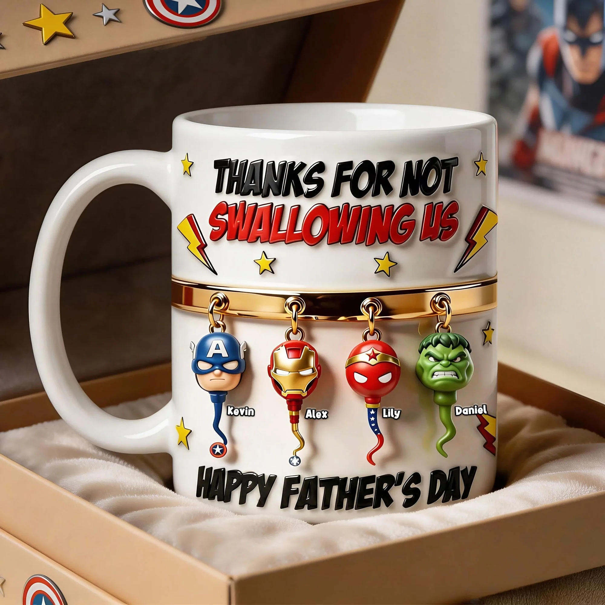 Funny Hero Squad Dad - Personalized White Mug - Gift For Dad - Image 2