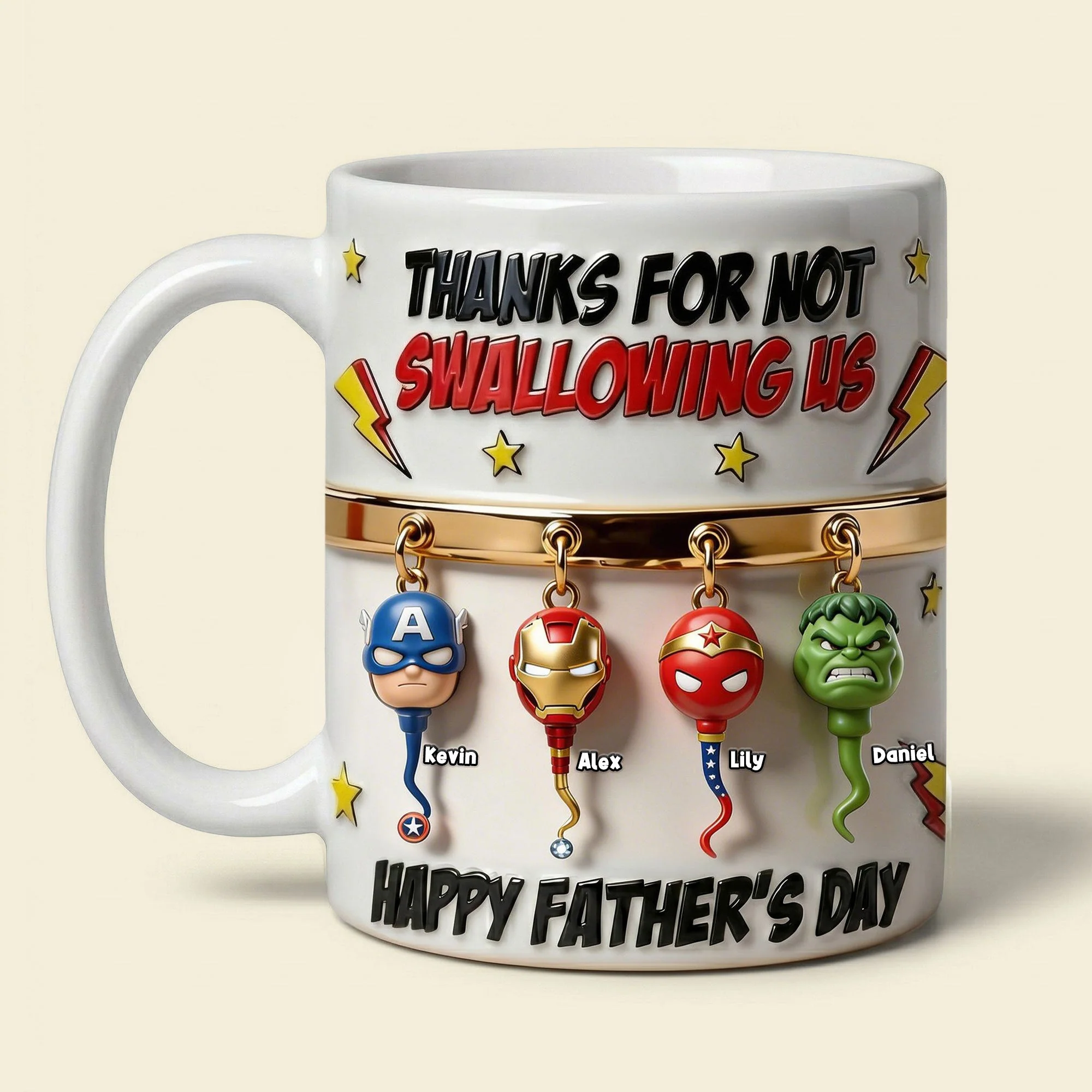 Funny Hero Squad Dad - Personalized White Mug - Gift For Dad - Image 4