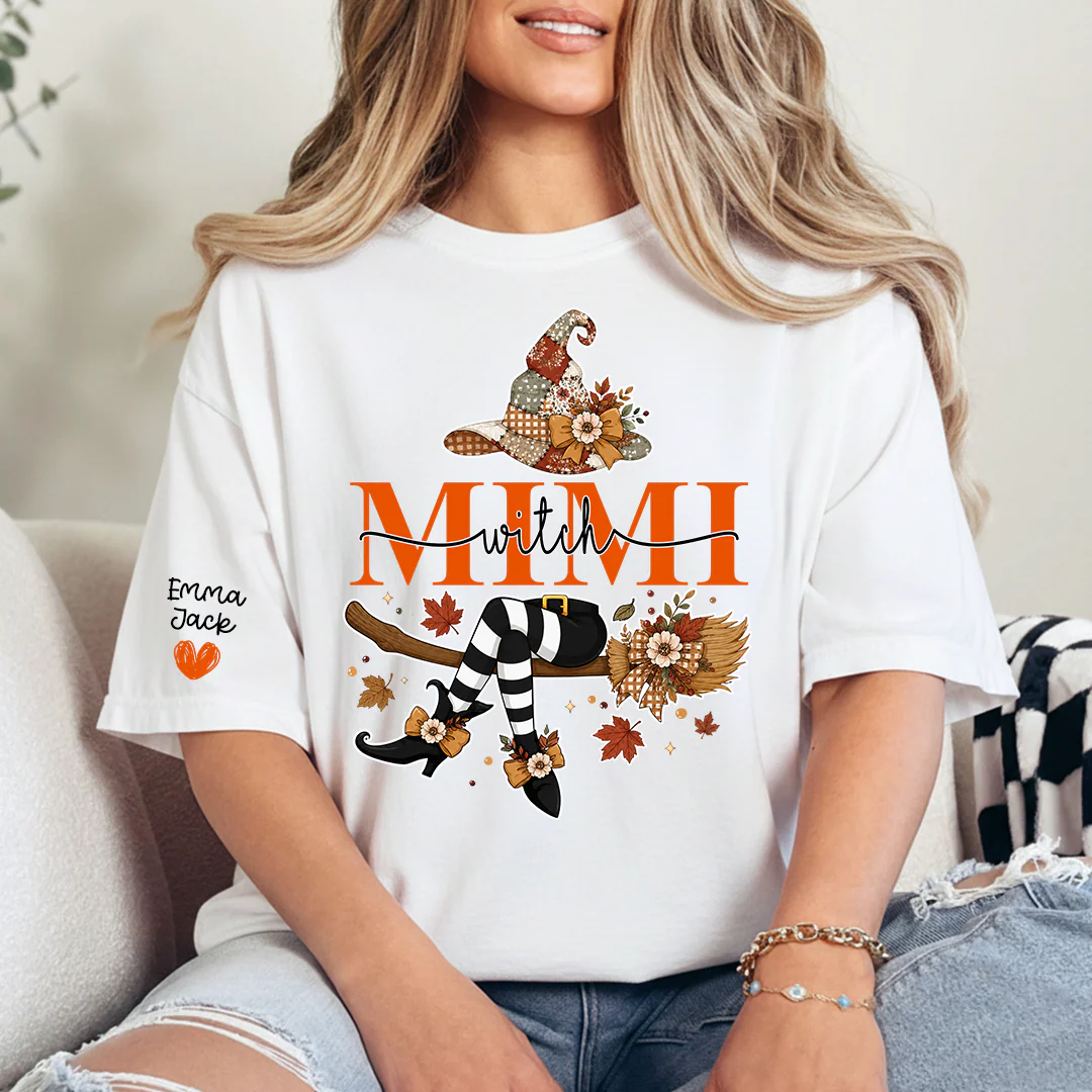 Funny Mimi Grandma Life Witch Halloween Fall Floral - Personalized Shirt - Gifts For Grandma, For Mom