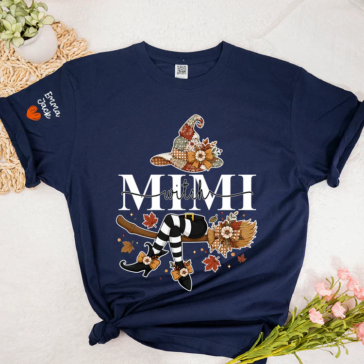 Funny Mimi Grandma Life Witch Halloween Fall Floral - Personalized Shirt - Gifts For Grandma, For Mom - Image 4