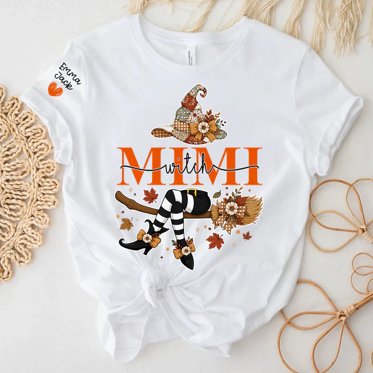 Funny Mimi Grandma Life Witch Halloween Fall Floral - Personalized Shirt - Gifts For Grandma, For Mom - Image 6
