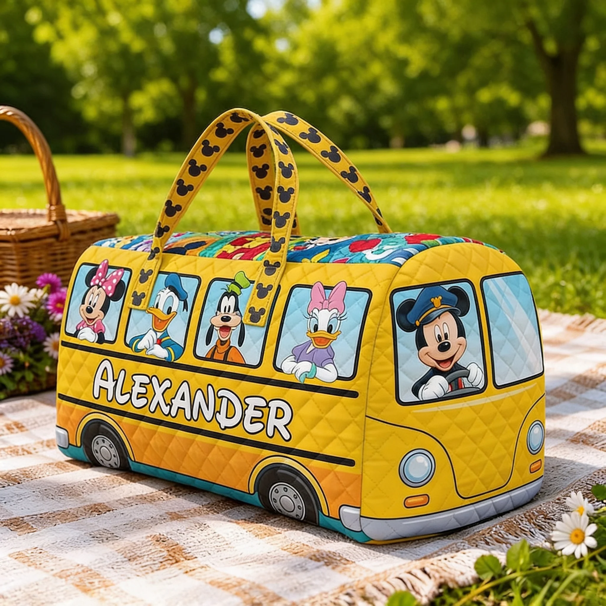 Funny Mouse And Friends School Bus - Personalized Quilted Duffle Bag - Gift For Movie Fans - MkMo - Image 4