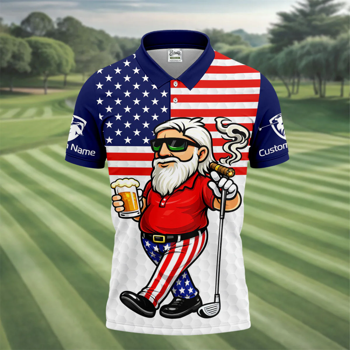 Funny My Drinking Team Has A Golfing Problem America 250 Anniversary - Personalized Polo Shirt - Gift For Dad, Grandpa, For Golf And Beer Lovers