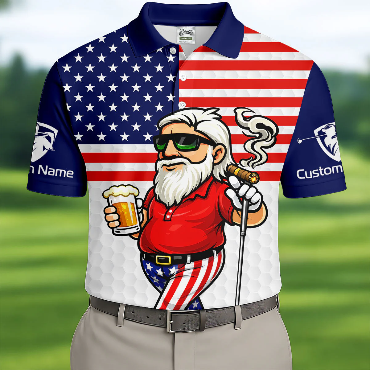 Funny My Drinking Team Has A Golfing Problem America 250 Anniversary - Personalized Polo Shirt - Gift For Dad, Grandpa, For Golf And Beer Lovers - Image 3