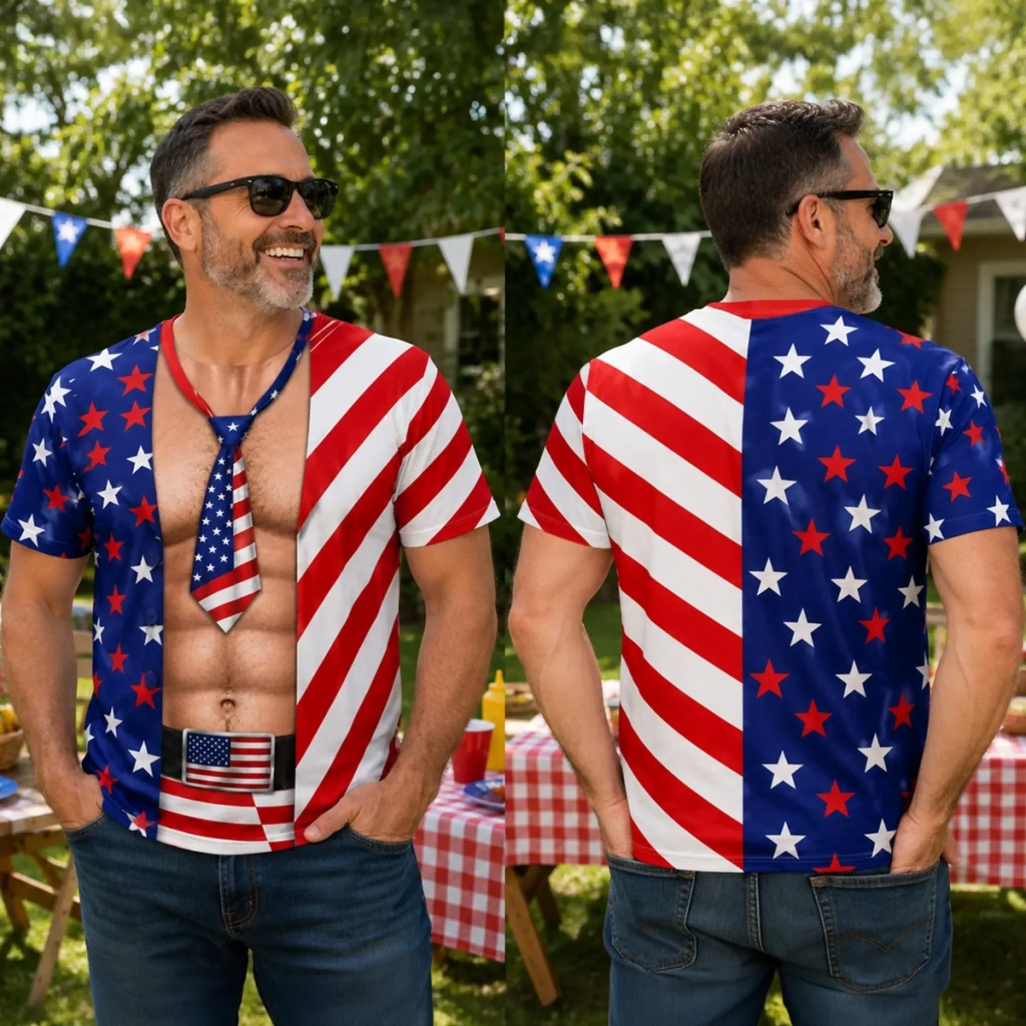 Funny Patriotic Liberty And Laughs - Personalized All Over Shirt - Gifts For Husband, Him - Image 5