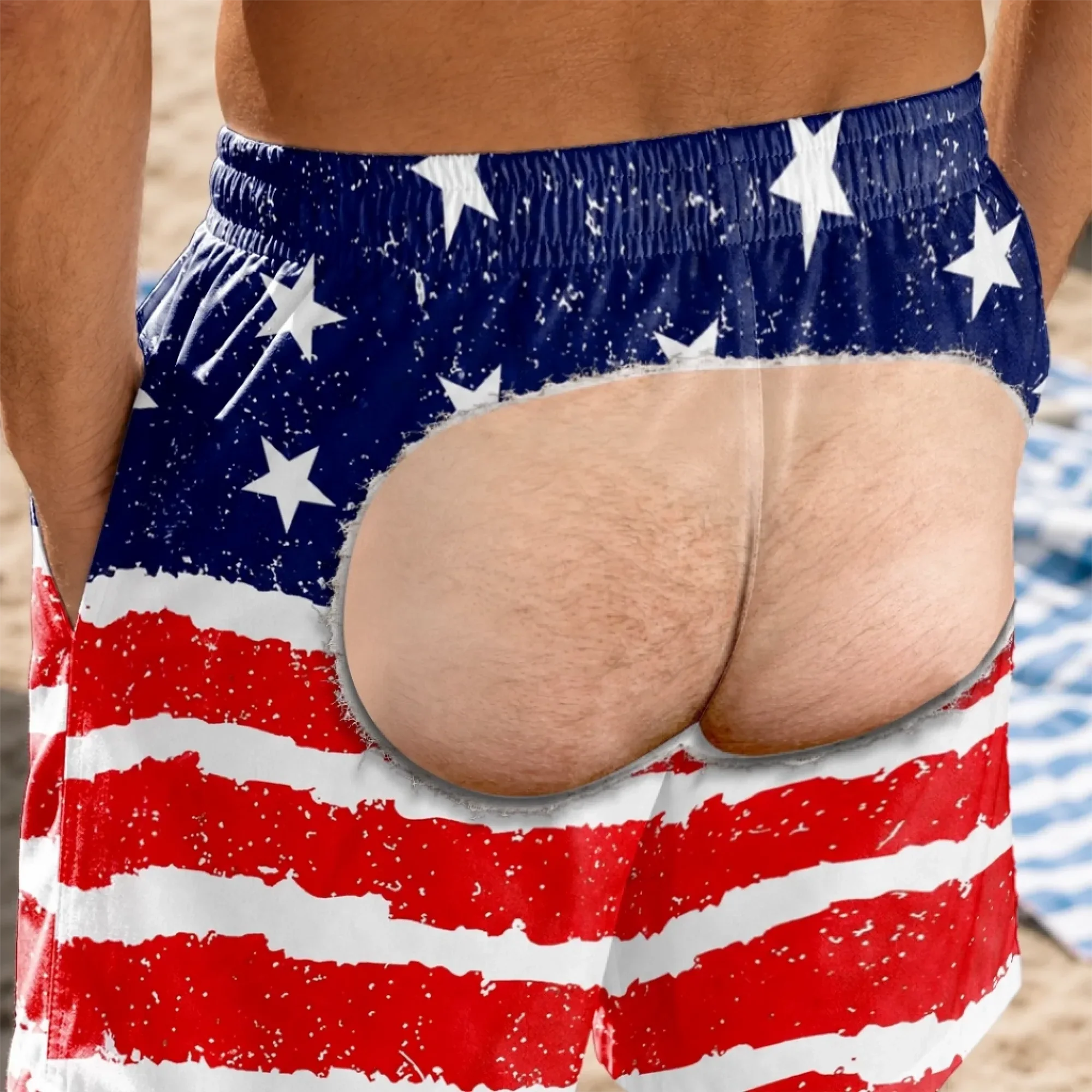Funny Patriotic Men Swim Trunks The View Wins - Personalized Beach Short - Gift For Husband, Him - Image 2
