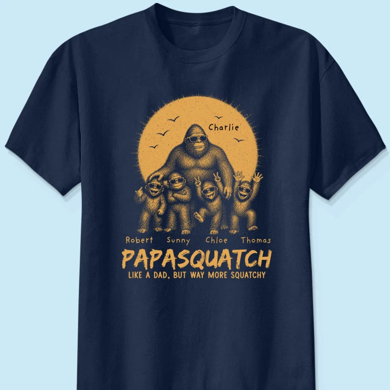 Funny Retro Yellow Vintage Papasquatch Like A Dad Grandpa But Way More Squatchy - Personalized Shirt - Gift For Dad, Grandpa - Image 12