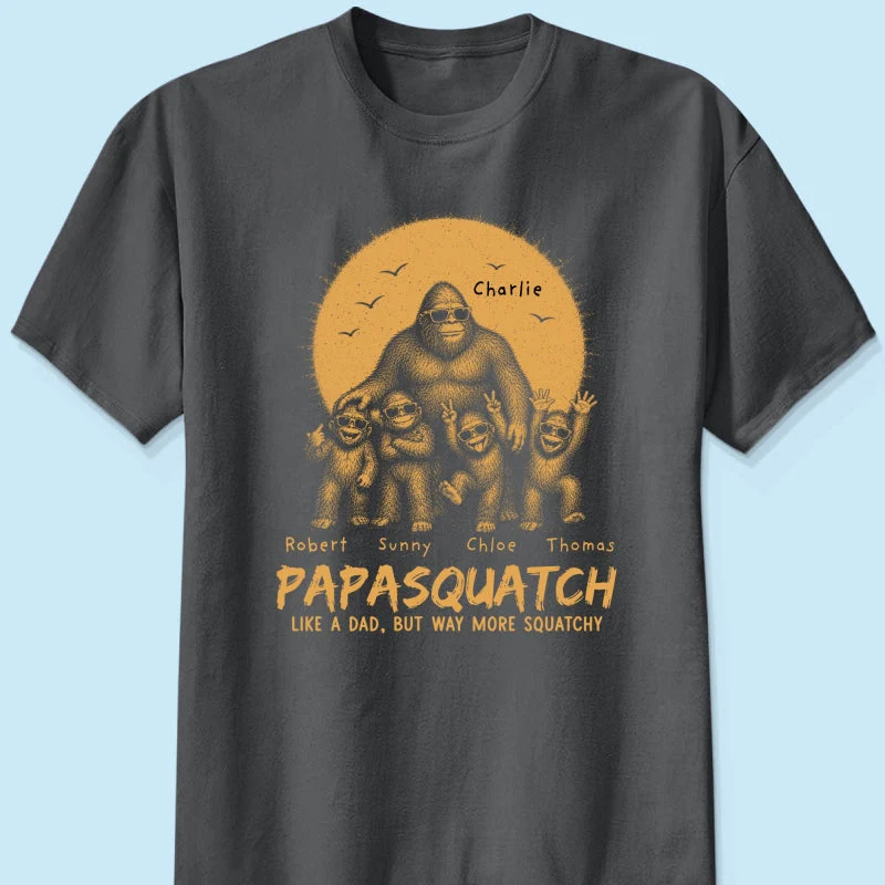 Funny Retro Yellow Vintage Papasquatch Like A Dad Grandpa But Way More Squatchy - Personalized Shirt - Gift For Dad, Grandpa - Image 13