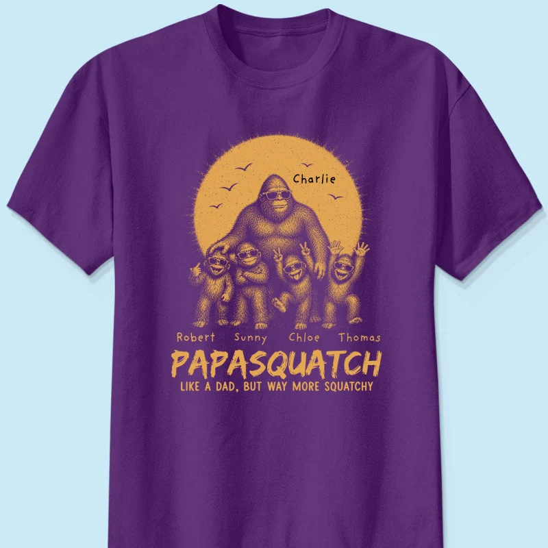 Funny Retro Yellow Vintage Papasquatch Like A Dad Grandpa But Way More Squatchy - Personalized Shirt - Gift For Dad, Grandpa - Image 14