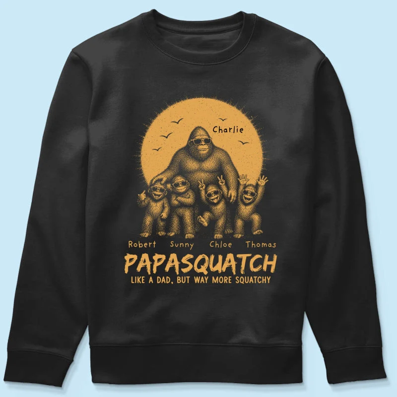 Funny Retro Yellow Vintage Papasquatch Like A Dad Grandpa But Way More Squatchy - Personalized Shirt - Gift For Dad, Grandpa - Image 16