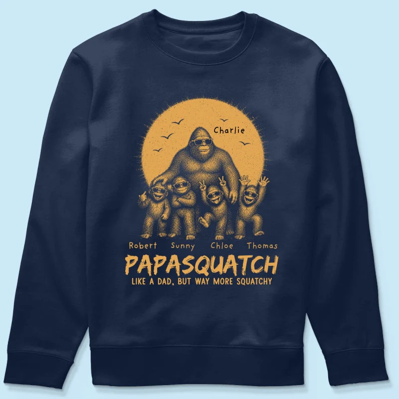 Funny Retro Yellow Vintage Papasquatch Like A Dad Grandpa But Way More Squatchy - Personalized Shirt - Gift For Dad, Grandpa - Image 17
