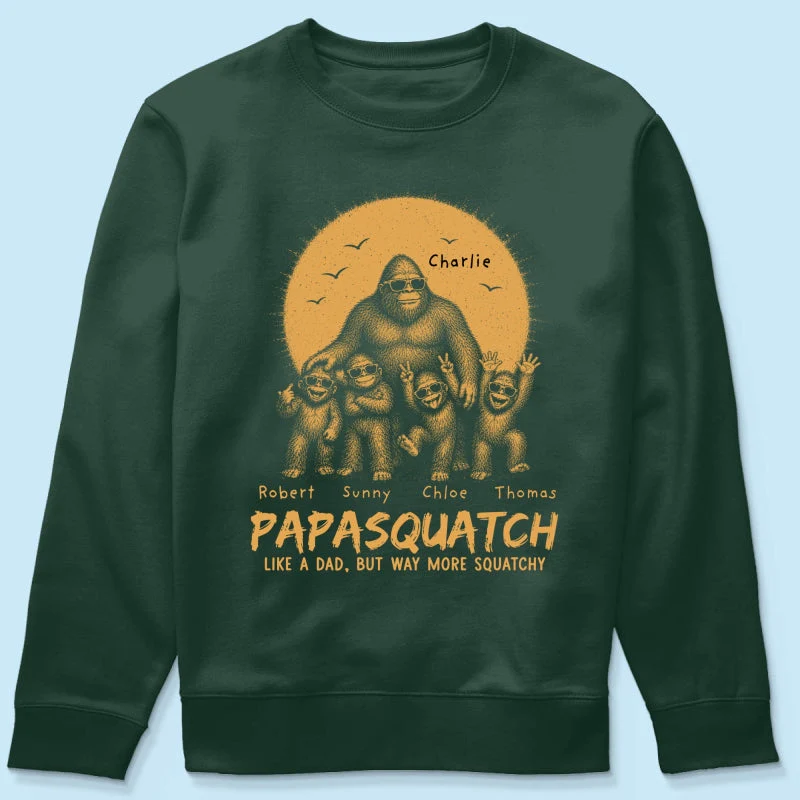 Funny Retro Yellow Vintage Papasquatch Like A Dad Grandpa But Way More Squatchy - Personalized Shirt - Gift For Dad, Grandpa - Image 19