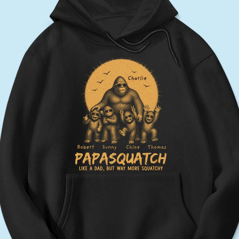 Funny Retro Yellow Vintage Papasquatch Like A Dad Grandpa But Way More Squatchy - Personalized Shirt - Gift For Dad, Grandpa - Image 20