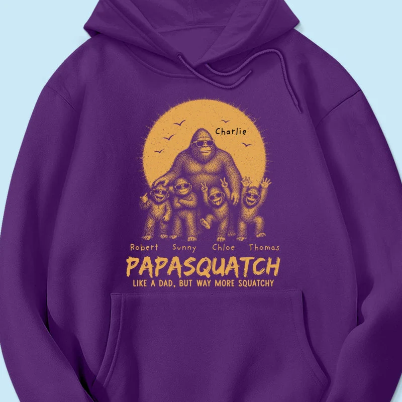Funny Retro Yellow Vintage Papasquatch Like A Dad Grandpa But Way More Squatchy - Personalized Shirt - Gift For Dad, Grandpa - Image 23
