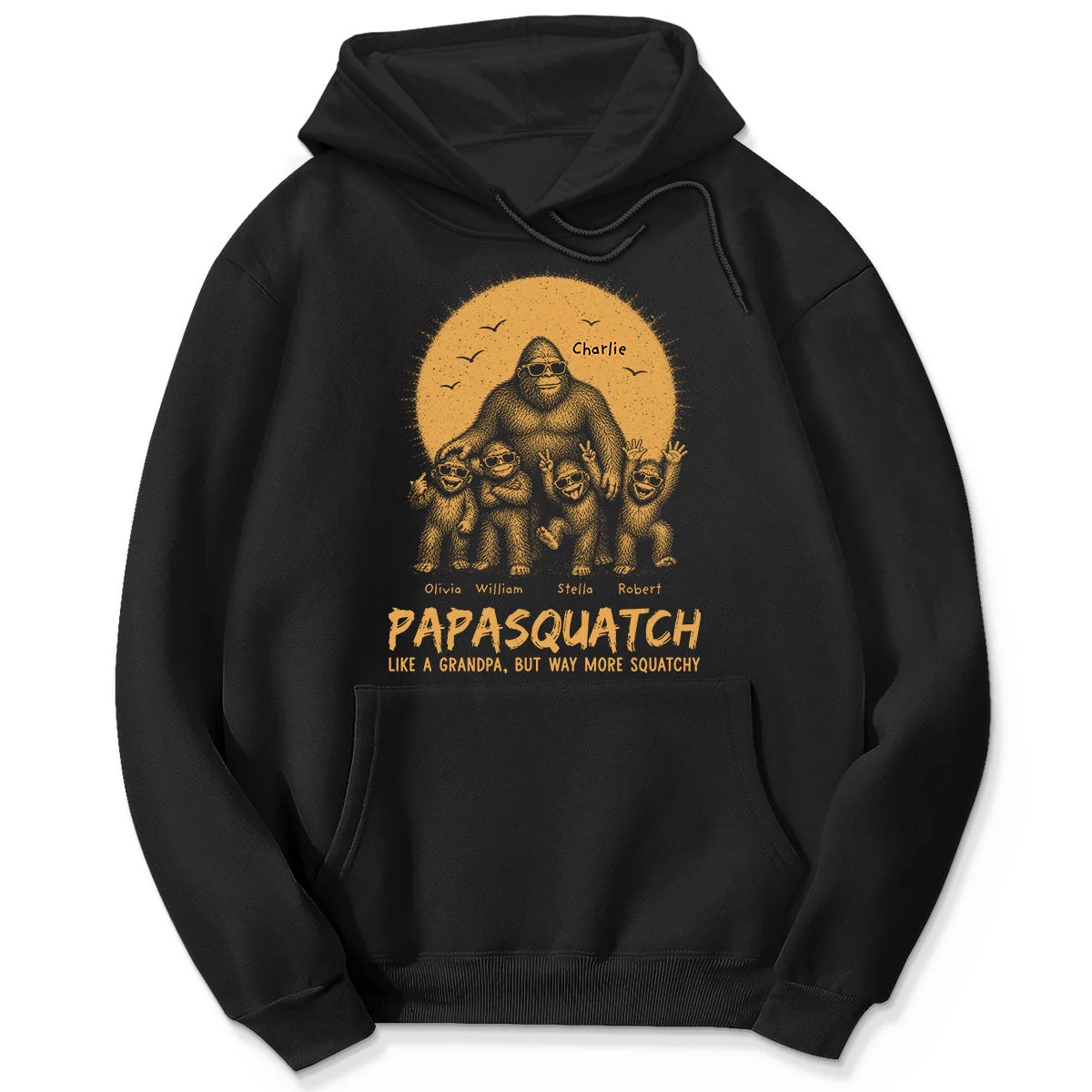 Funny Retro Yellow Vintage Papasquatch Like A Dad Grandpa But Way More Squatchy - Personalized Shirt - Gift For Dad, Grandpa - Image 7