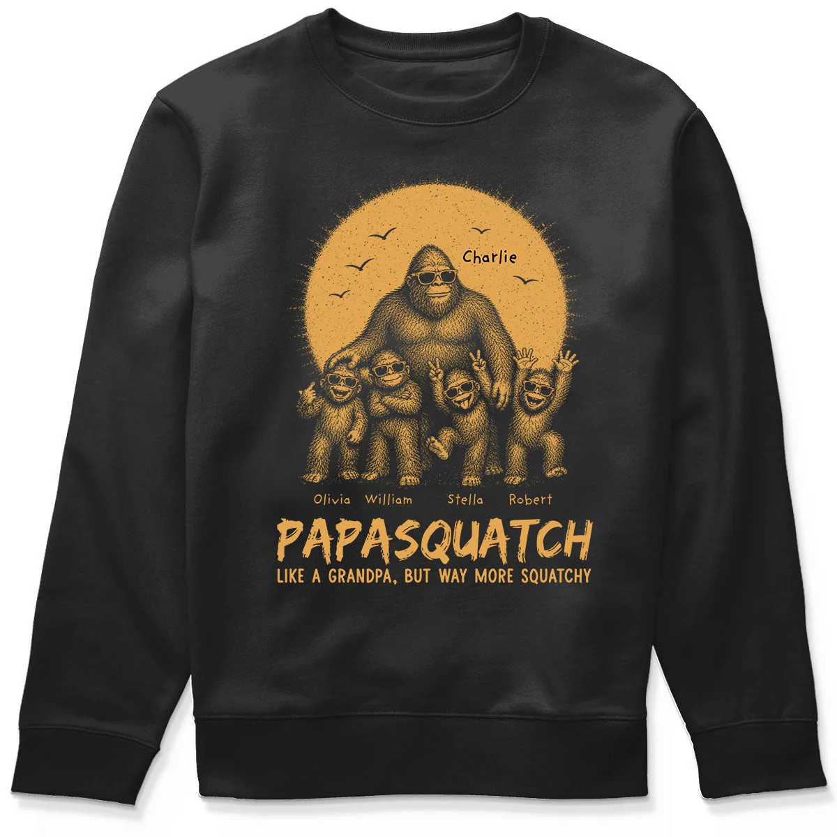 Funny Retro Yellow Vintage Papasquatch Like A Dad Grandpa But Way More Squatchy - Personalized Shirt - Gift For Dad, Grandpa - Image 8