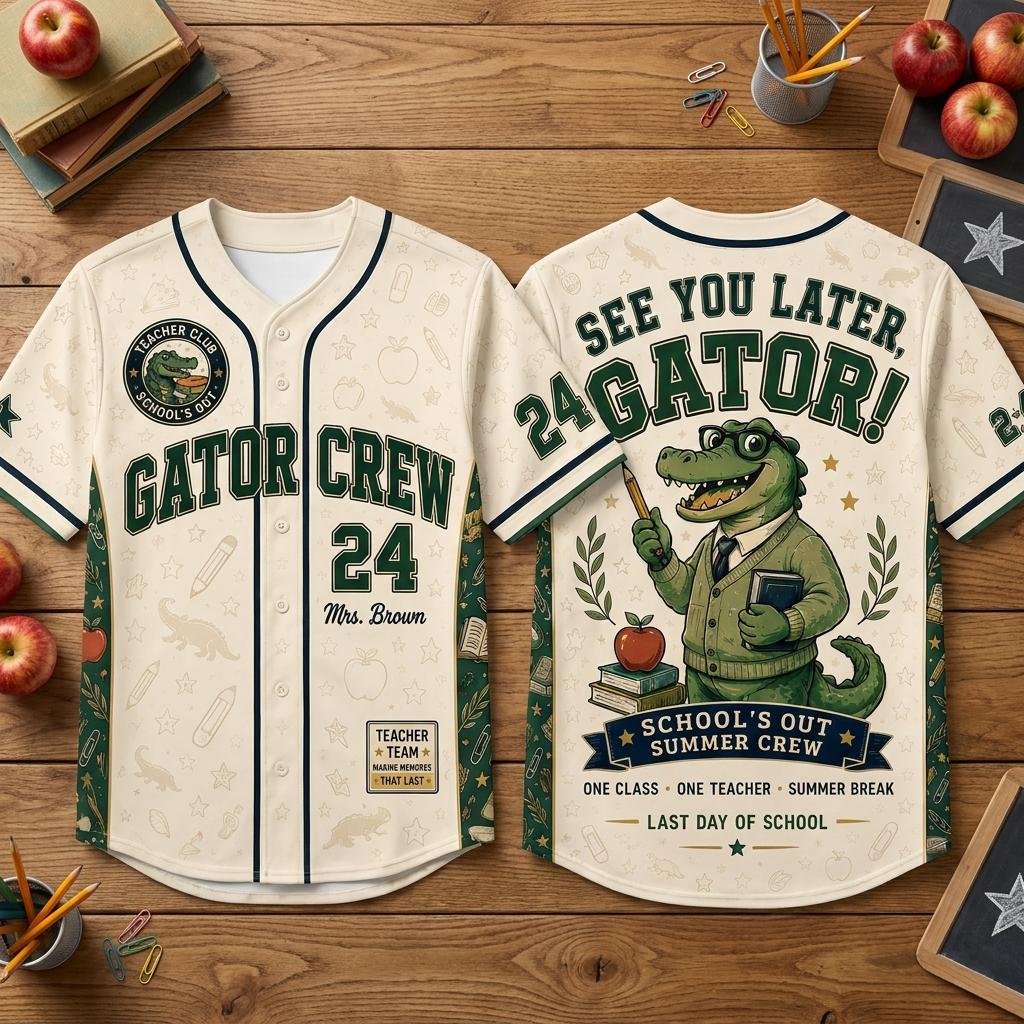 Funny See You Later Alligator Teacher Back To School - Personalized Baseball Jersey - Gifts For Teacher