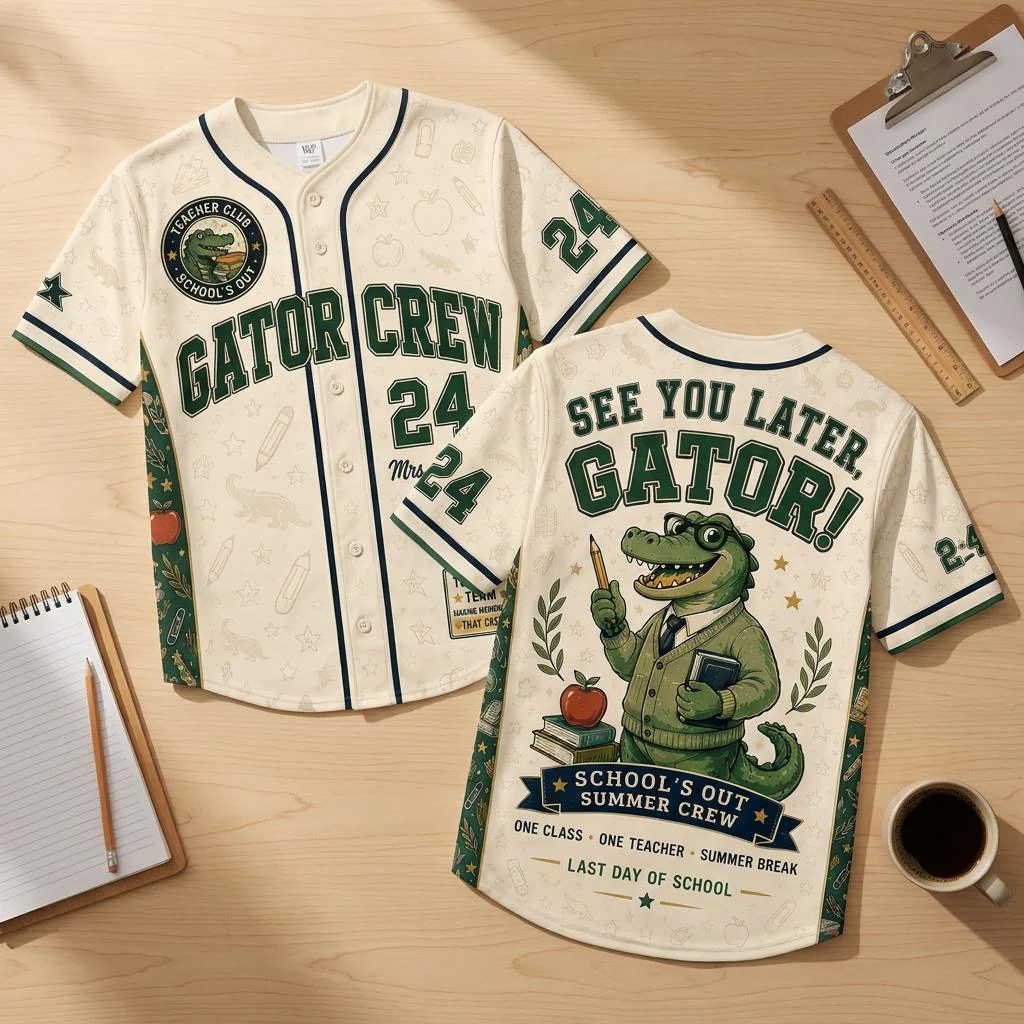 Funny See You Later Alligator Teacher Back To School - Personalized Baseball Jersey - Gifts For Teacher - Image 3