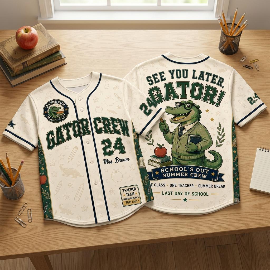 Funny See You Later Alligator Teacher Back To School - Personalized Baseball Jersey - Gifts For Teacher - Image 4