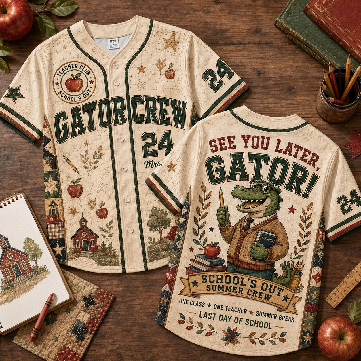 Funny See You Later Alligator Teacher Back To School - Personalized Baseball Jersey - Gifts For Teacher - Image 5