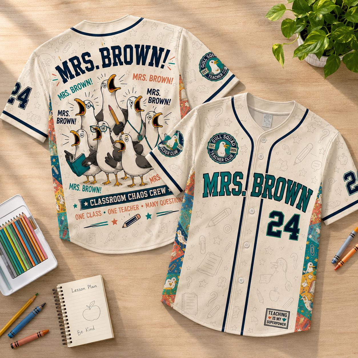 Funny Teacher Classroom Chaos Gull Squad Back To School - Personalized Baseball Jersey - Gifts For Teacher