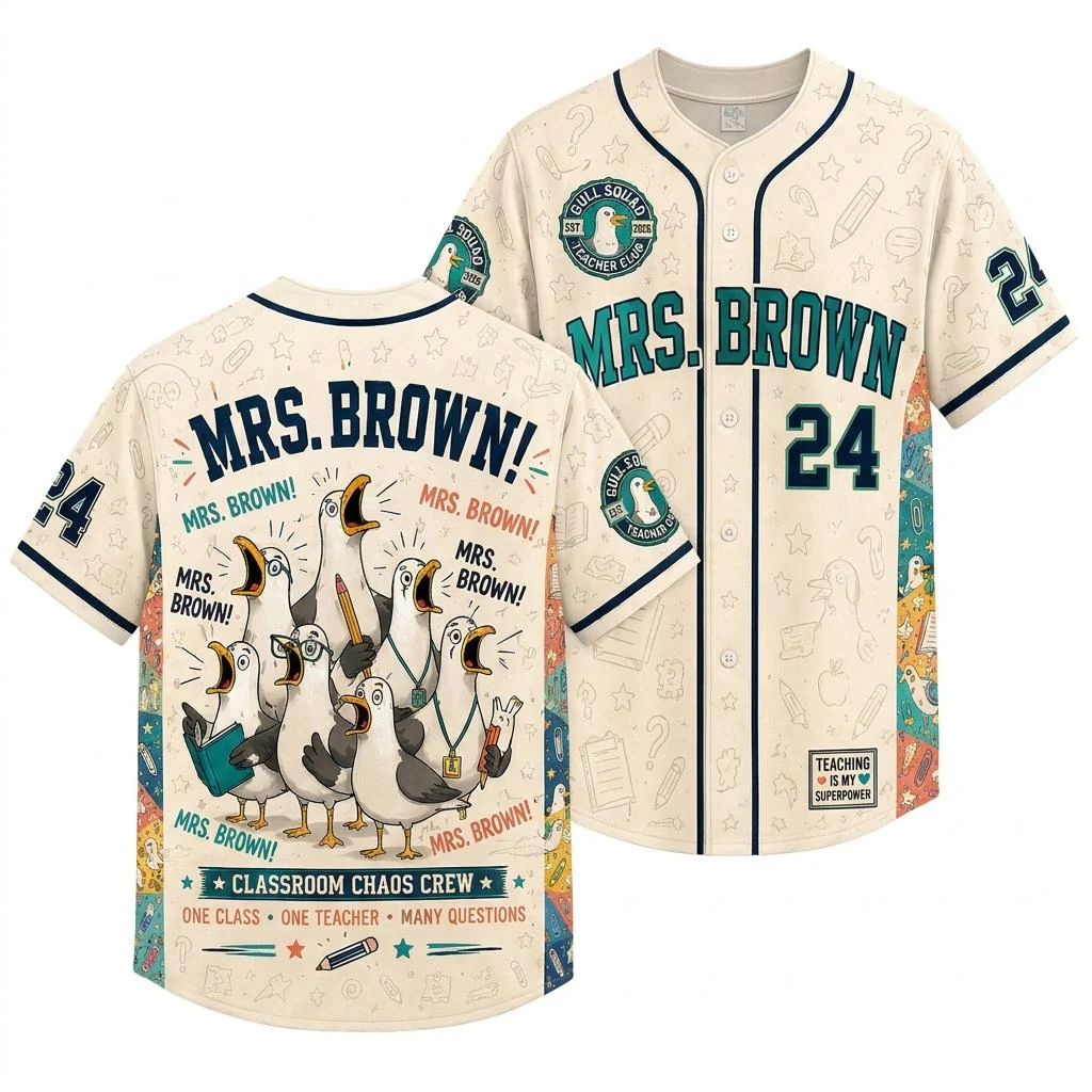 Funny Teacher Classroom Chaos Gull Squad Back To School - Personalized Baseball Jersey - Gifts For Teacher - Image 5
