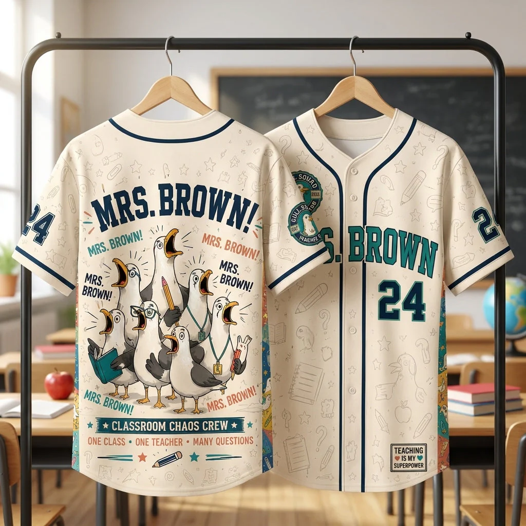 Funny Teacher Classroom Chaos Gull Squad Back To School - Personalized Baseball Jersey - Gifts For Teacher - Image 6