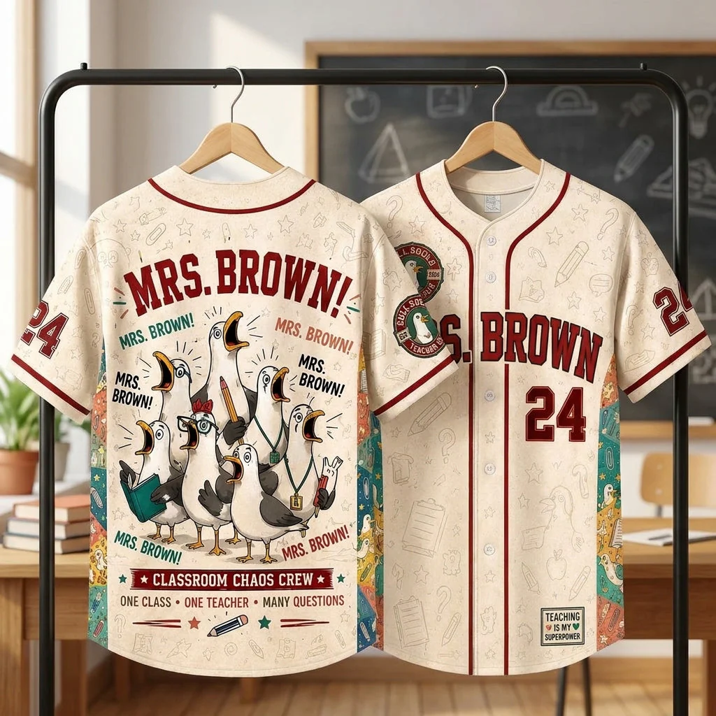 Funny Teacher Classroom Chaos Gull Squad Back To School - Personalized Baseball Jersey - Gifts For Teacher - Image 7