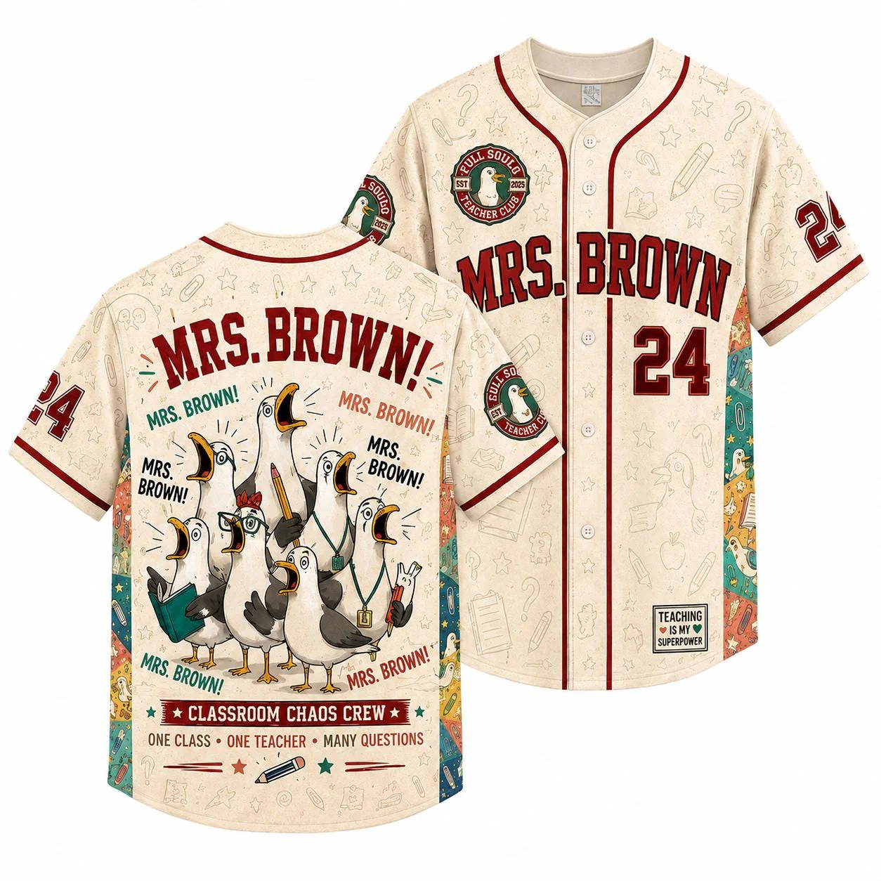 Funny Teacher Classroom Chaos Gull Squad Back To School - Personalized Baseball Jersey - Gifts For Teacher - Image 8