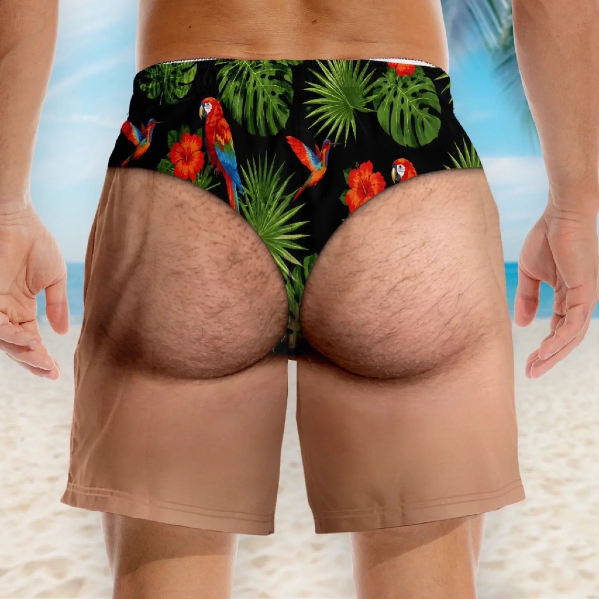 Custom Funny Tropical Floral Swim Trunks Summer Vacation - Personalized Beach Short - Gifts For Men - Image 3