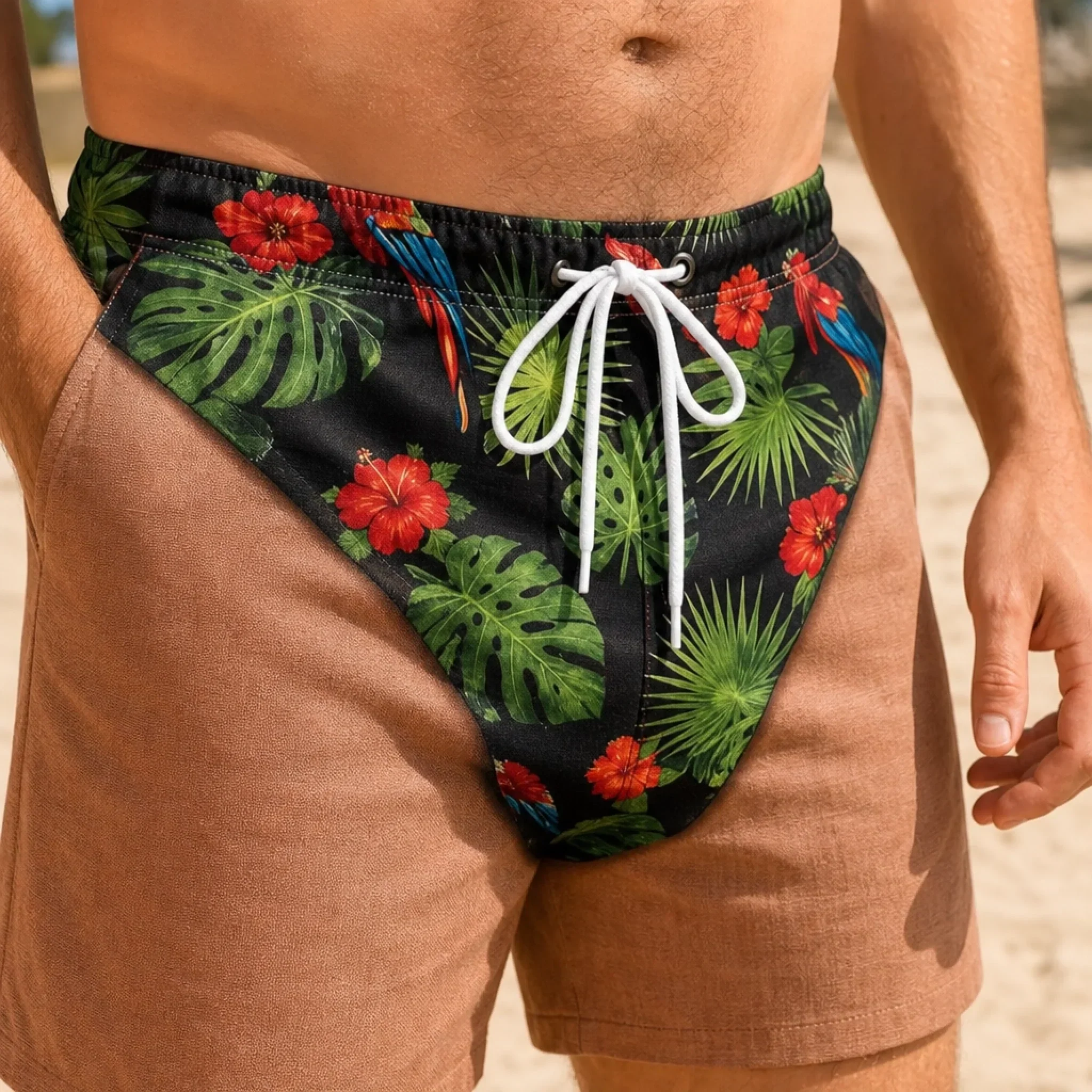 Custom Funny Tropical Floral Swim Trunks Summer Vacation - Personalized Beach Short - Gifts For Men - Image 7