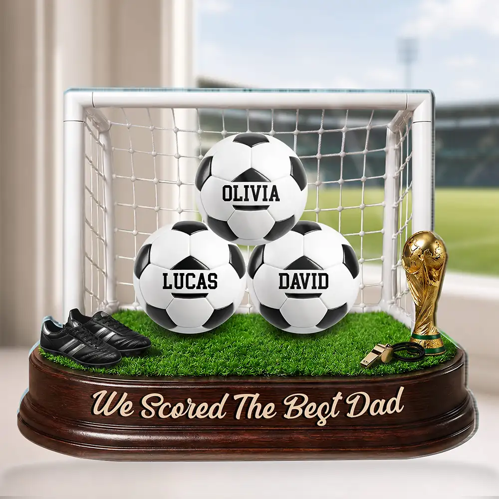 Game Day We Scored The Best Dad - Personalized Shaped Acrylic Plaque - Gift For Dad, Football Lovers