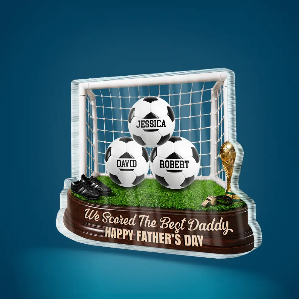 Game Day We Scored The Best Dad - Personalized Shaped Acrylic Plaque - Gift For Dad, Football Lovers - Image 2