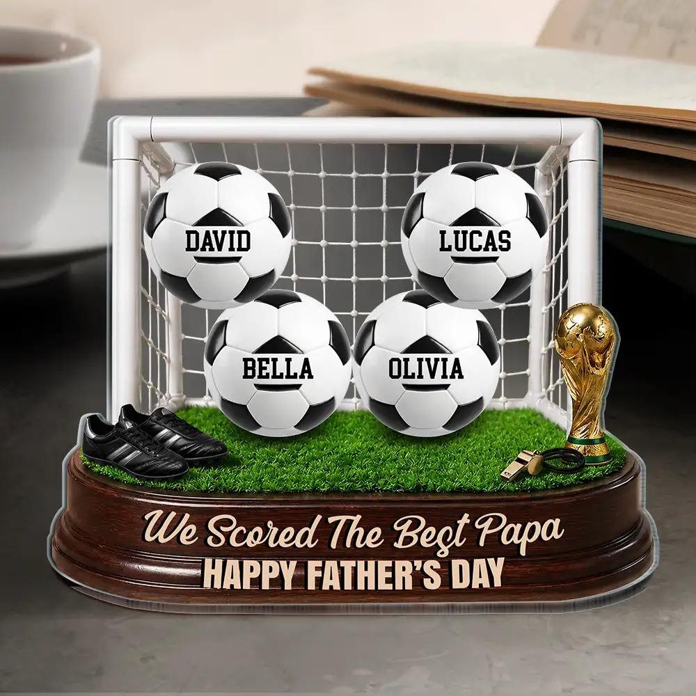 Game Day We Scored The Best Dad - Personalized Shaped Acrylic Plaque - Gift For Dad, Football Lovers - Image 4