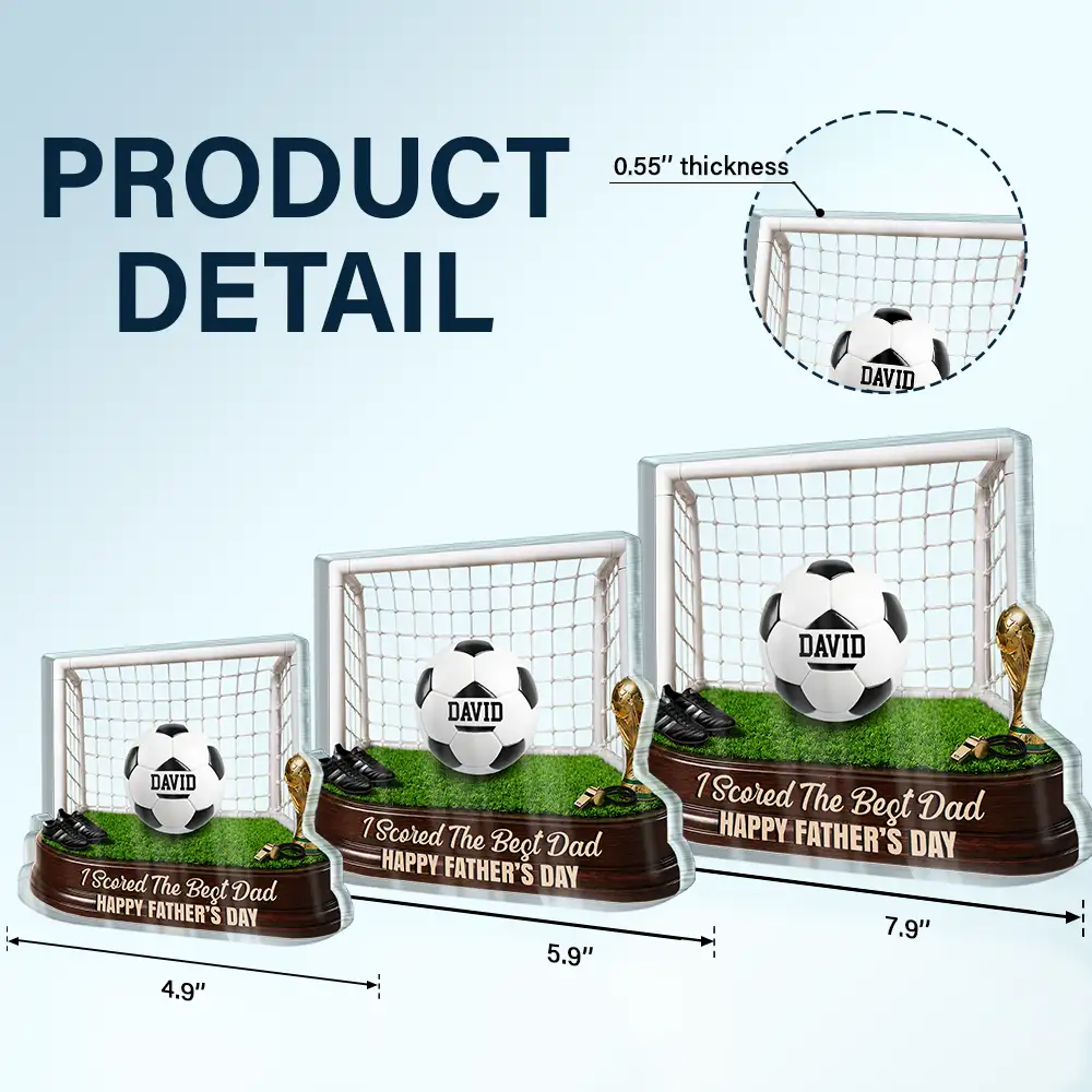 Game Day We Scored The Best Dad - Personalized Shaped Acrylic Plaque - Gift For Dad, Football Lovers - Image 5