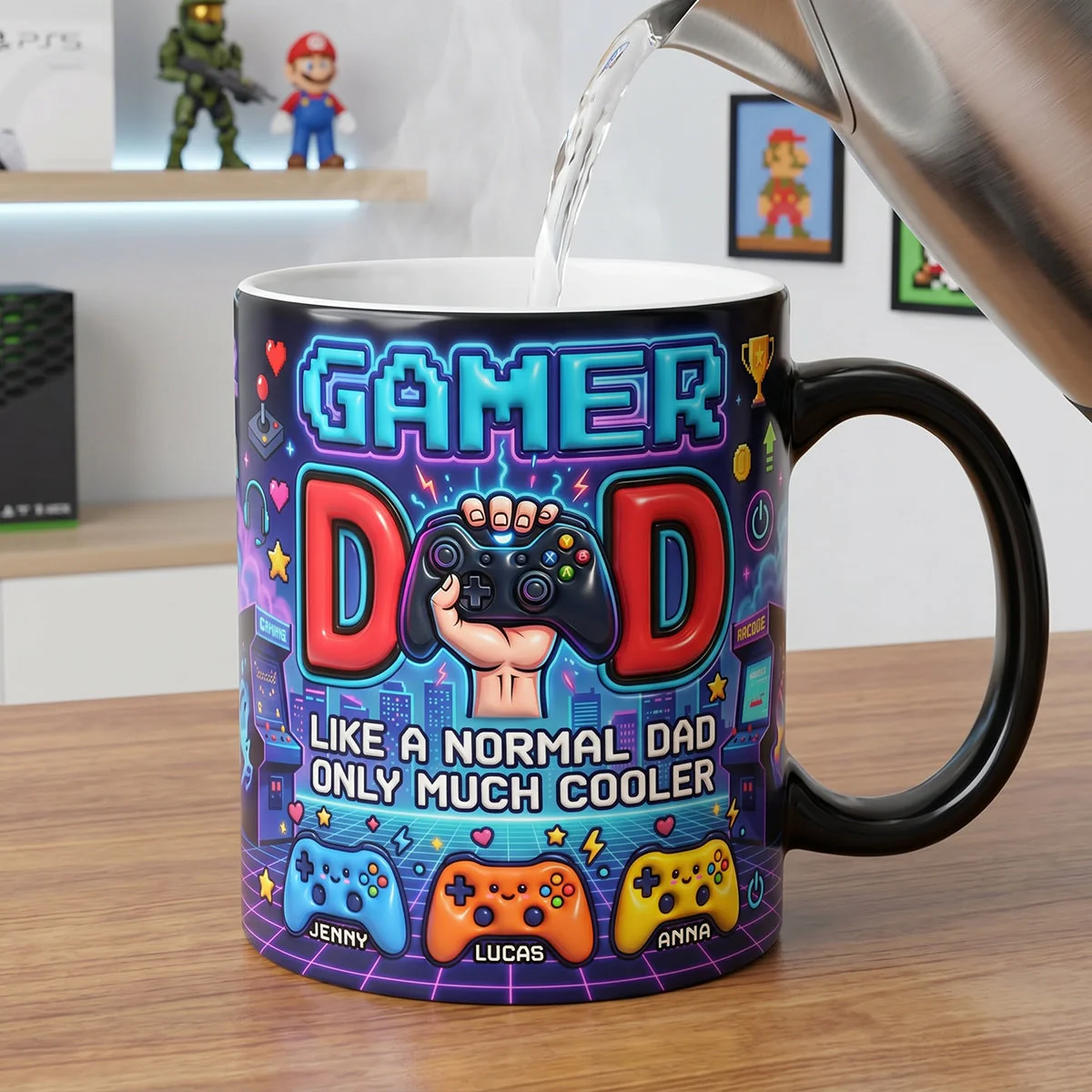 Gamer Dad Retro - Personalized Mug - Gift For Dad - Image 2