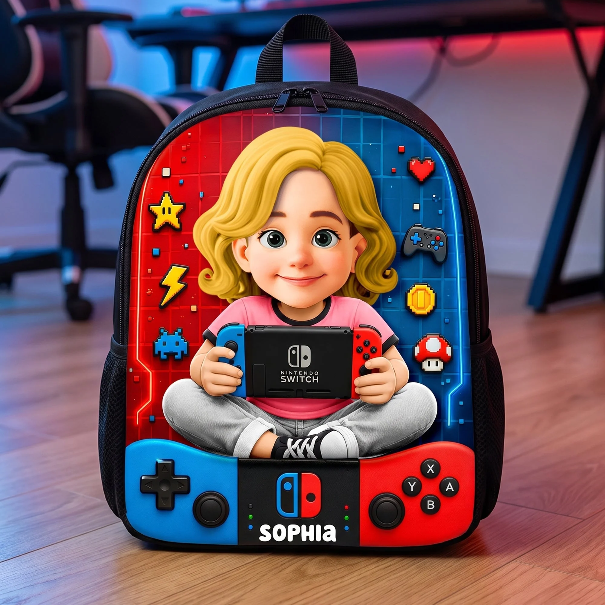 Gaming Adventure Kids Back to School - Personalized Backpack, Lunch Bag, Pencil Case & Water Bottle - Gifts - Image 3
