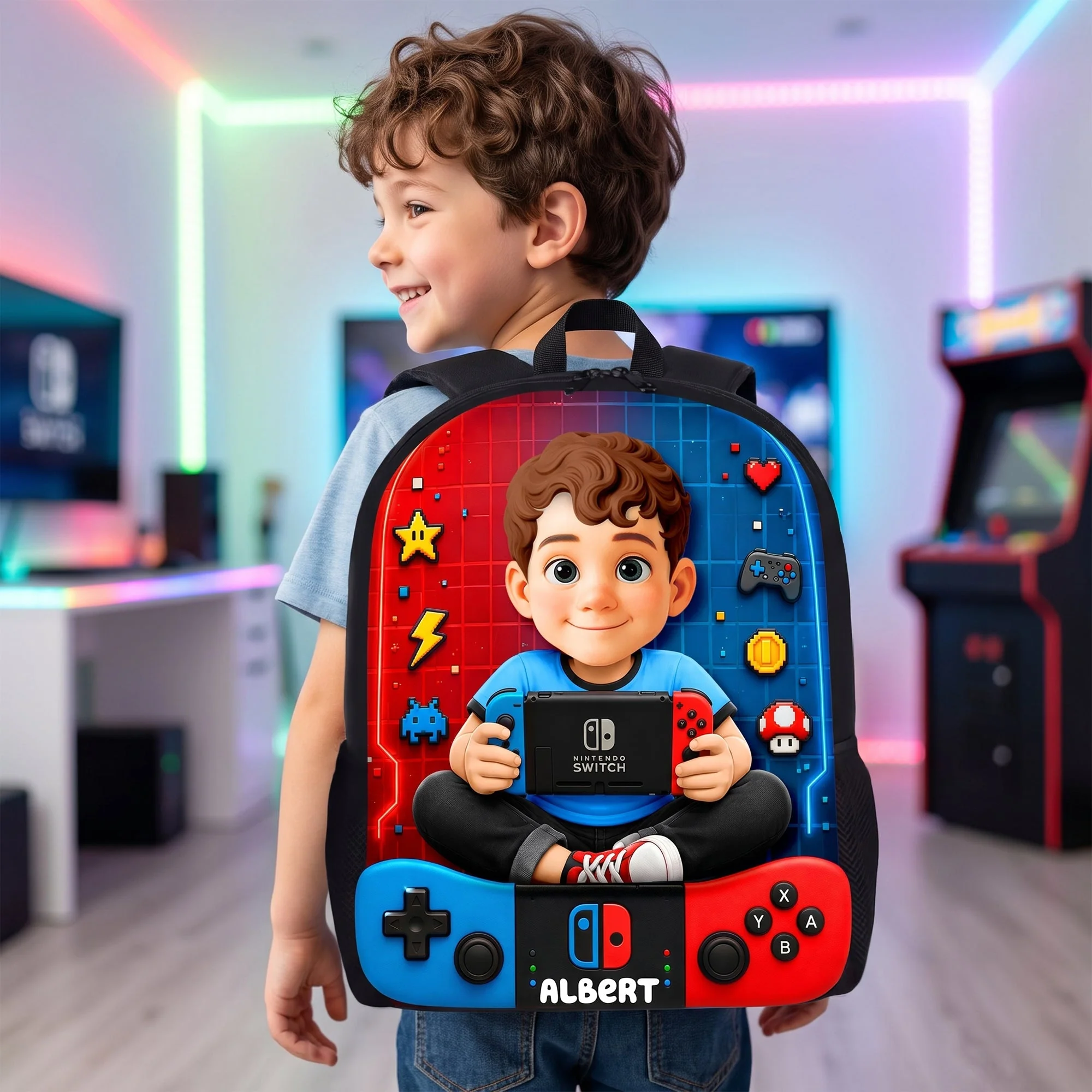 Gaming Adventure Kids Back to School - Personalized Backpack, Lunch Bag, Pencil Case & Water Bottle - Gifts - Image 4