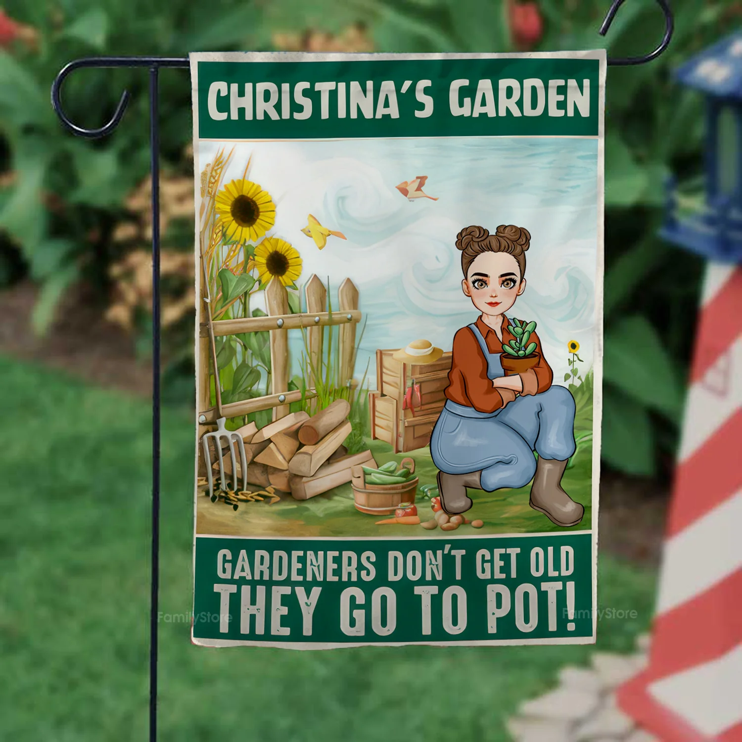 Gardeners Don't Get Old They Go To Pot - Personalized Flag - Gift For Gardening Lovers, Gardeners | GR17 NH96