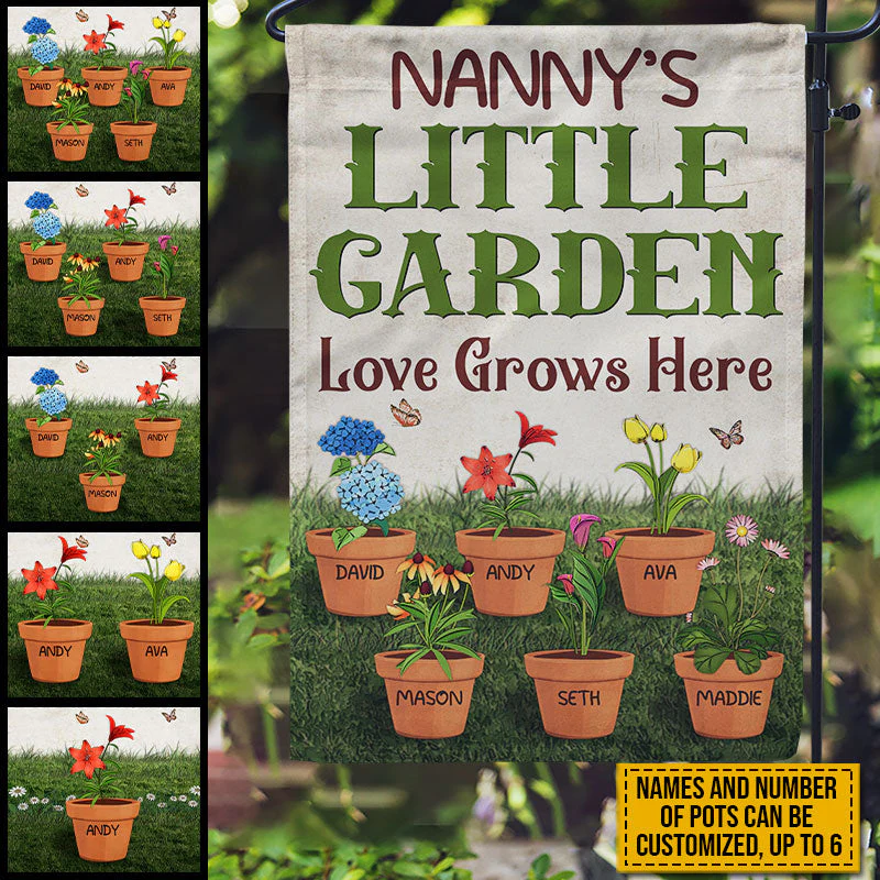Gardening Grandma Little Garden  - Personalized Flag - Gift For Mom, Grandma, Mothers Day, Plant Lovers NA94