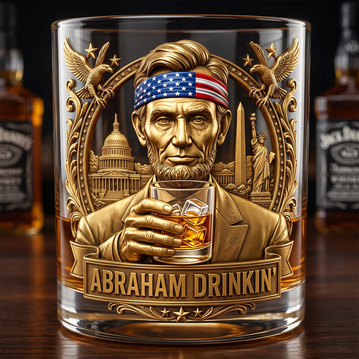 George Sloshington Funny Patriotic Design - Personalized Whiskey Glass - Gift For Him - Image 4