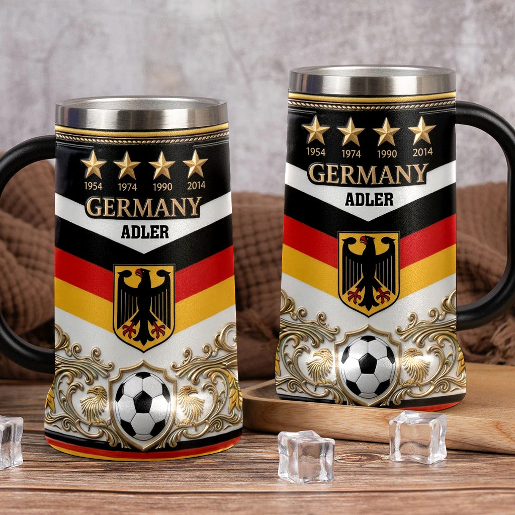 Germany Four Times Champion - Personalized Beer Stein - Birthday Gifts For Football Lovers, Sports Fans, Sports Lovers - Image 2