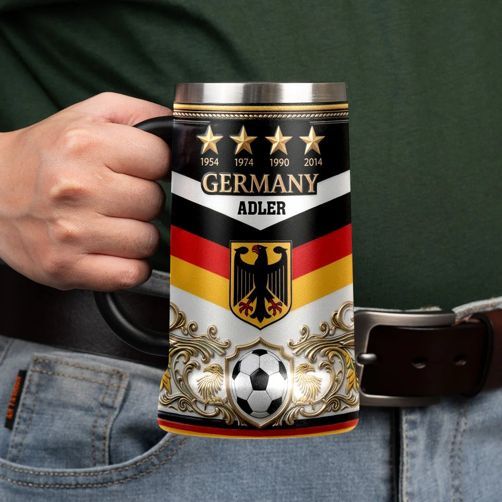 Germany Four Times Champion - Personalized Beer Stein - Birthday Gifts For Football Lovers, Sports Fans, Sports Lovers - Image 3