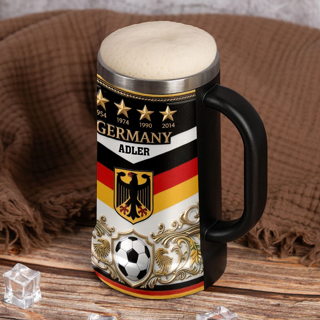 Germany Four Times Champion - Personalized Beer Stein - Birthday Gifts For Football Lovers, Sports Fans, Sports Lovers - Image 4