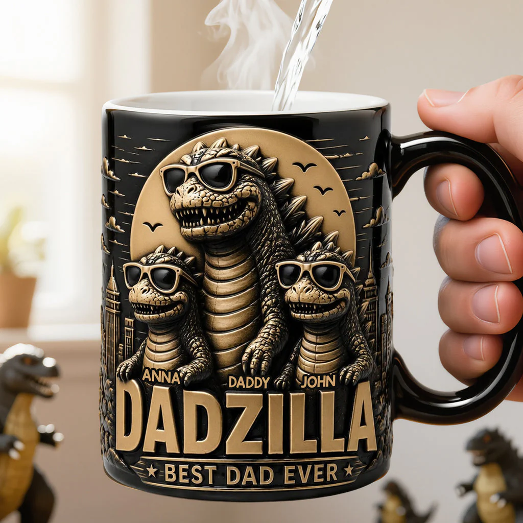 Giant Creature Dadzilla Best Dad Ever - Personalized Mug - Gift For Dad