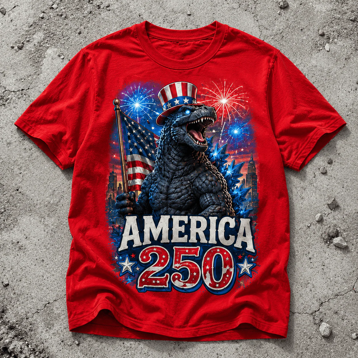 Giant Kaiju Monster America 250 Years Freedom - Personalized Shirt - Gift For Family - Image 2