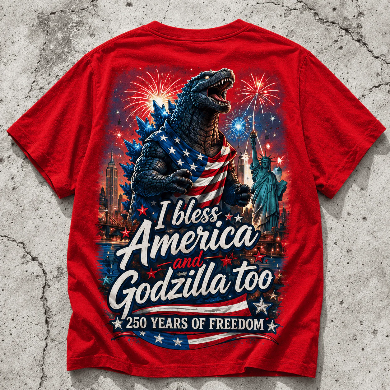 Giant Kaiju Monster America 250 Years Freedom - Personalized Shirt - Gift For Family - Image 3