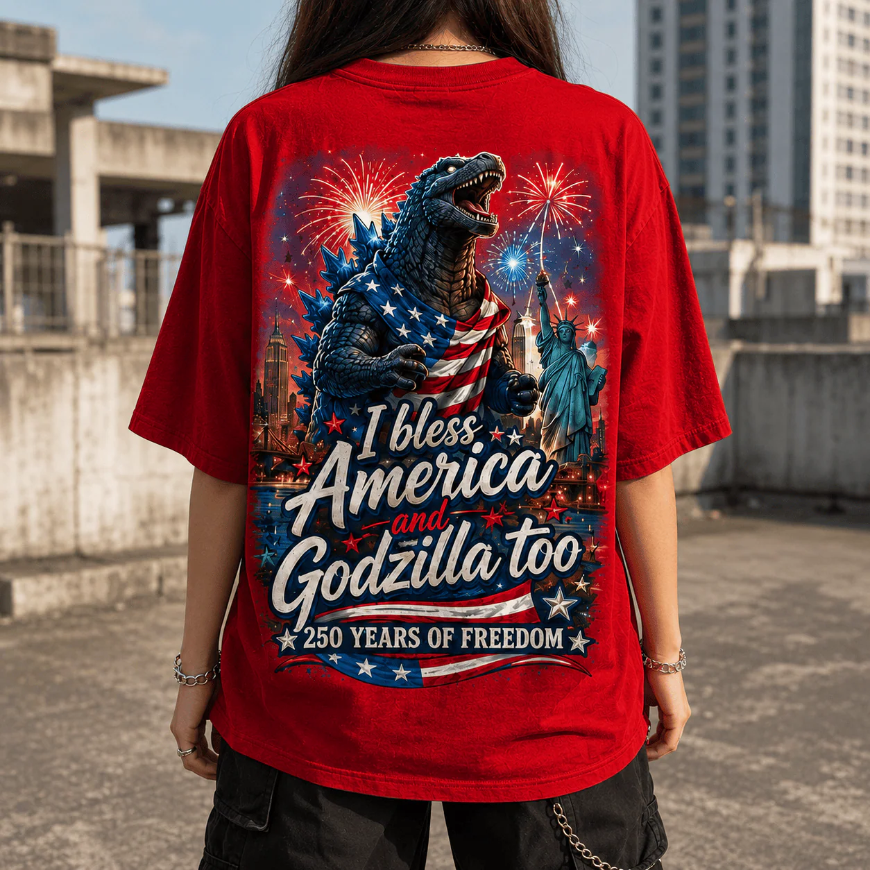 Giant Kaiju Monster America 250 Years Freedom - Personalized Shirt - Gift For Family - Image 5