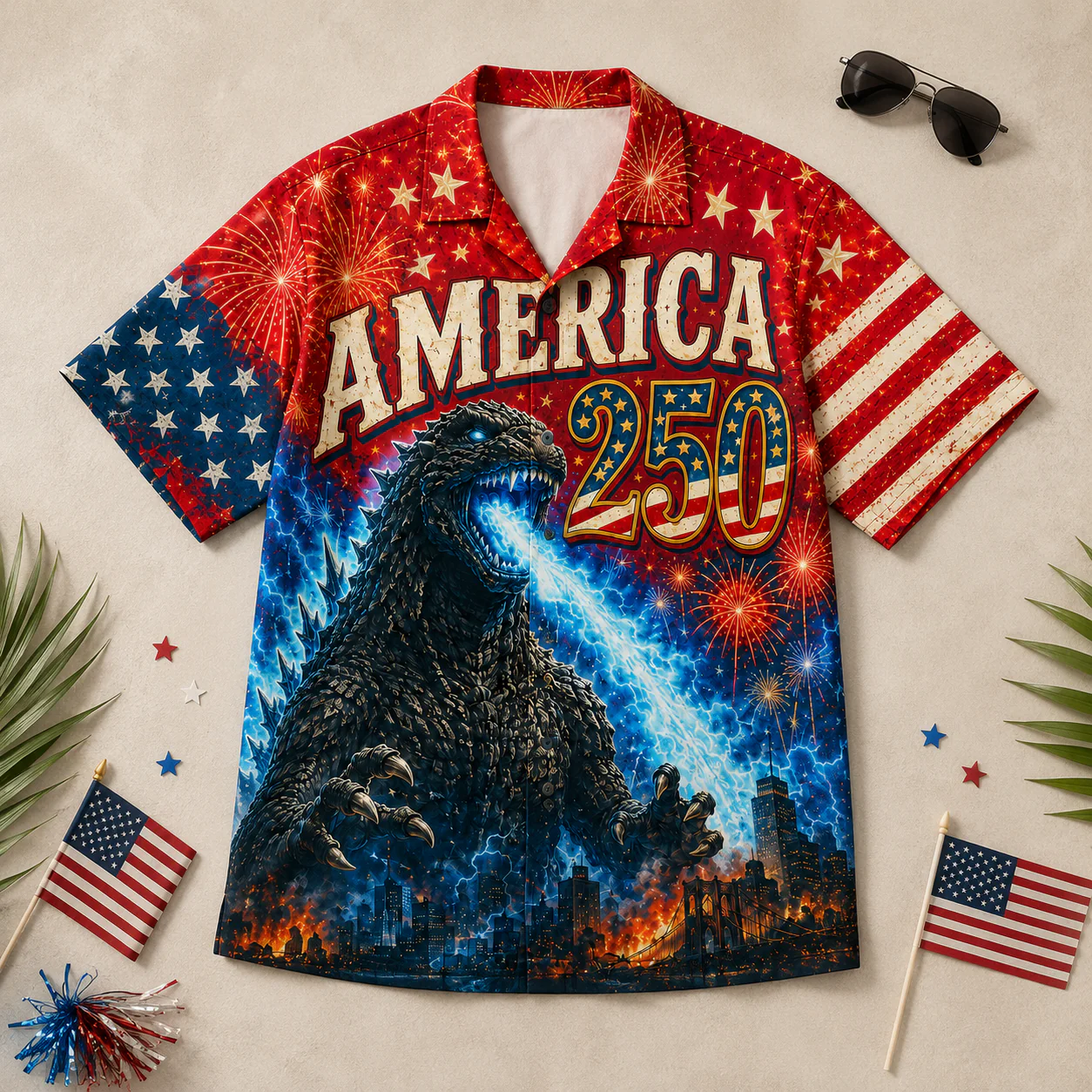 Giant Monster America 250th Anniversary Patriotic - Hawaiian Shirt - Gift For Family - Image 4