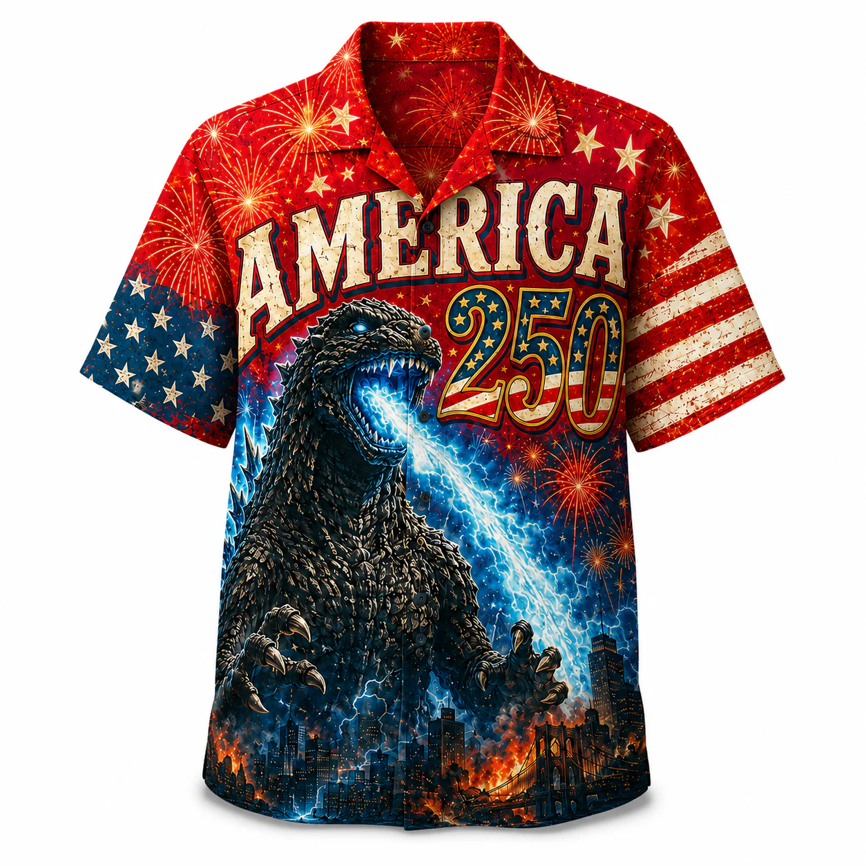 Giant Monster America 250th Anniversary Patriotic - Hawaiian Shirt - Gift For Family - Image 5